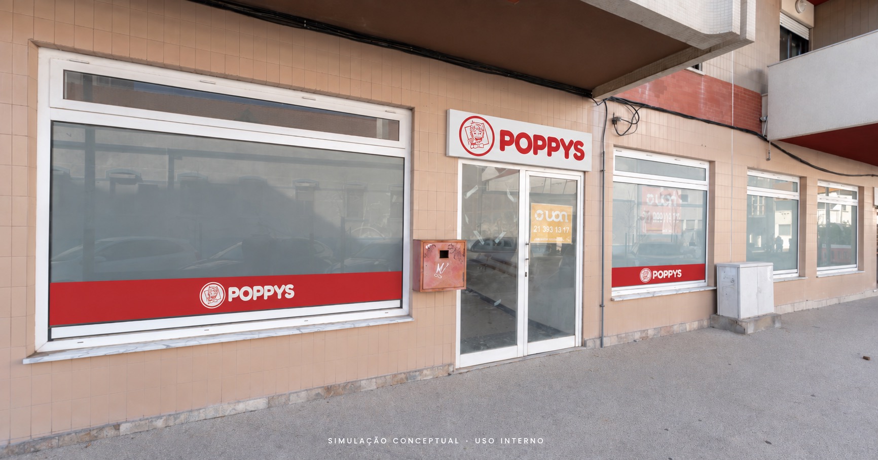 Estudo visual POPPYS para um imóvel em Barreiro; ver legenda para o tipo de vista e os limites