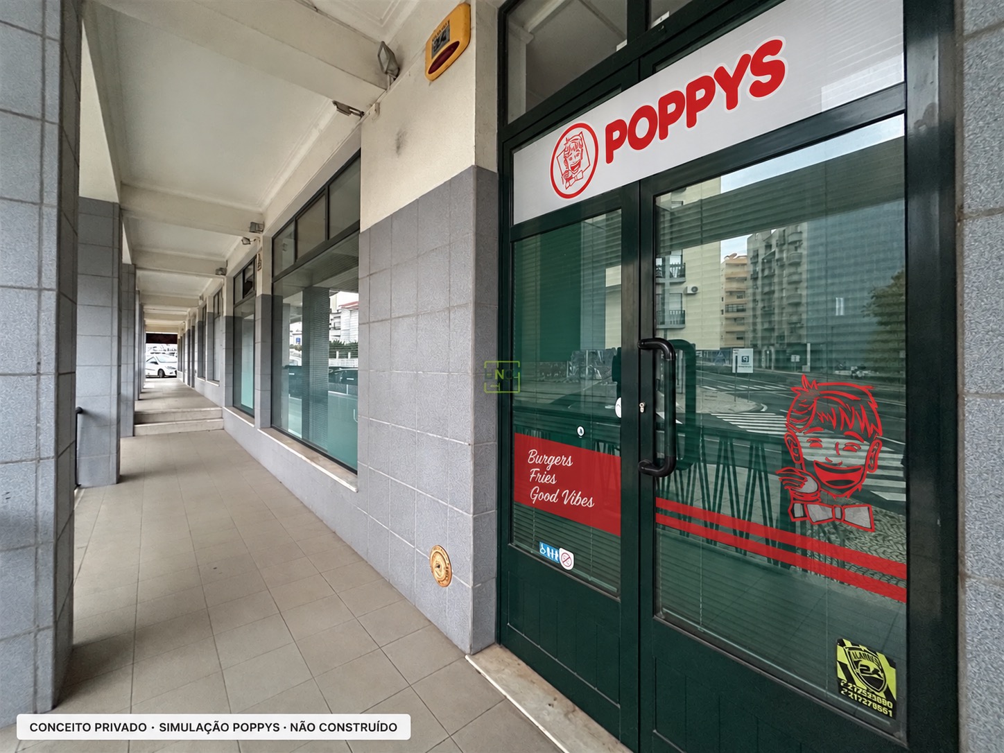 Estudo visual POPPYS para um imóvel em Castelo Branco; ver legenda para o tipo de vista e os limites