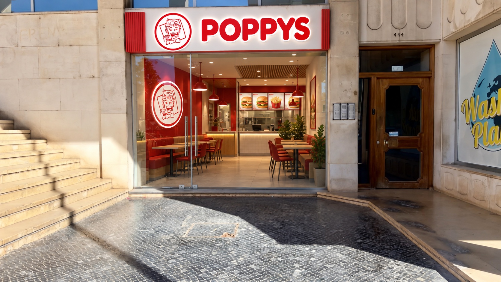 Simulação POPPYS para o imóvel Rua General Humberto Delgado · loja com frente envidraçada, Coimbra; não representa loja construída