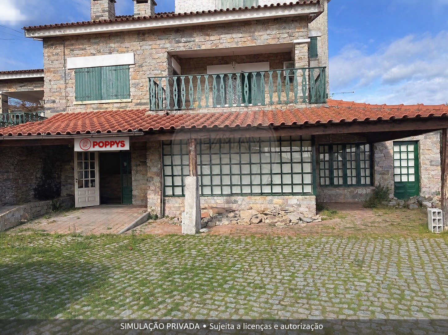Simulação POPPYS para o imóvel Antigo restaurante O Mourel · entrada da Zona Industrial, Mirandela; não representa loja construída