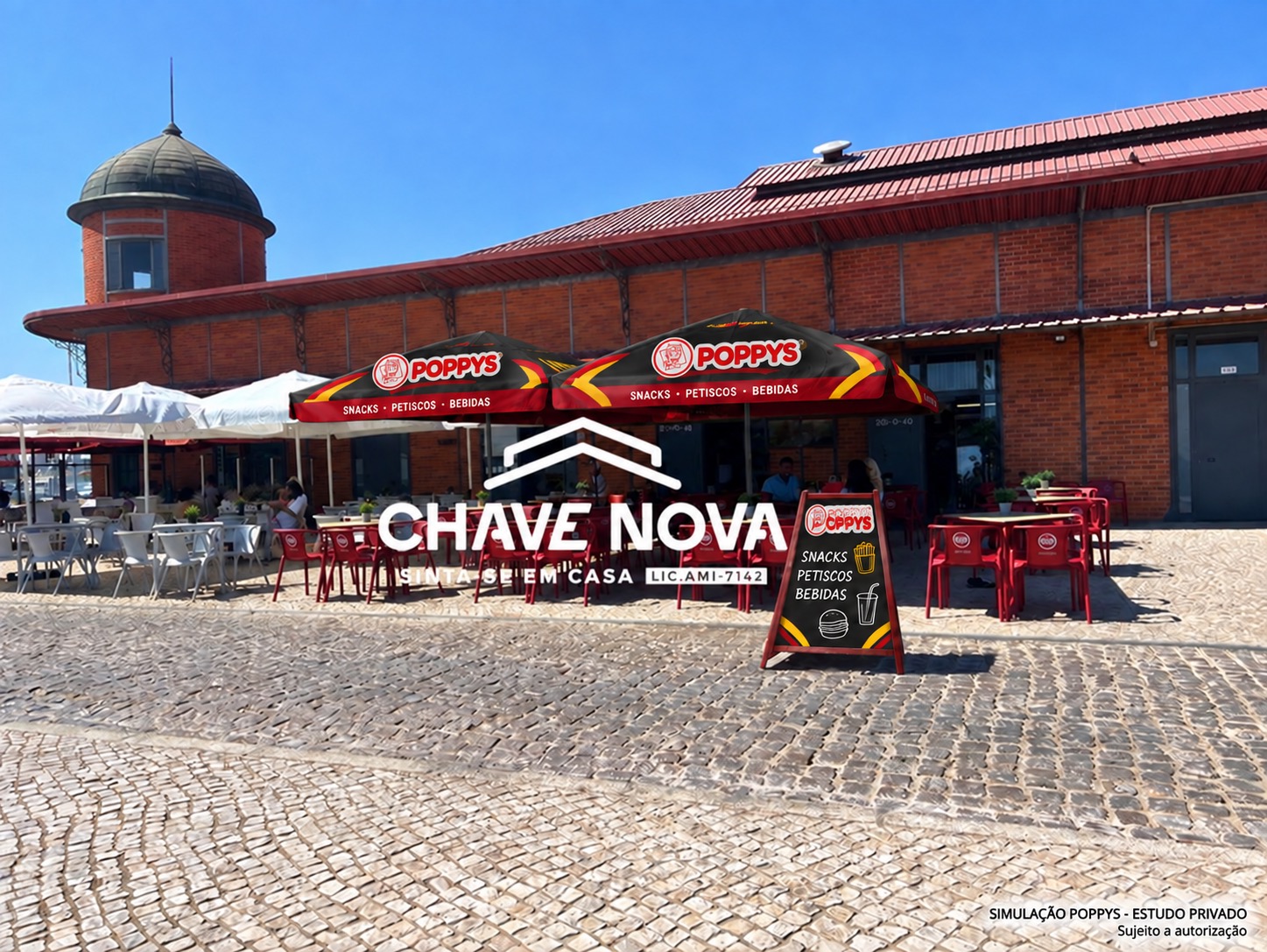 Estudo visual POPPYS para um imóvel em Olhão; ver legenda para o tipo de vista e os limites