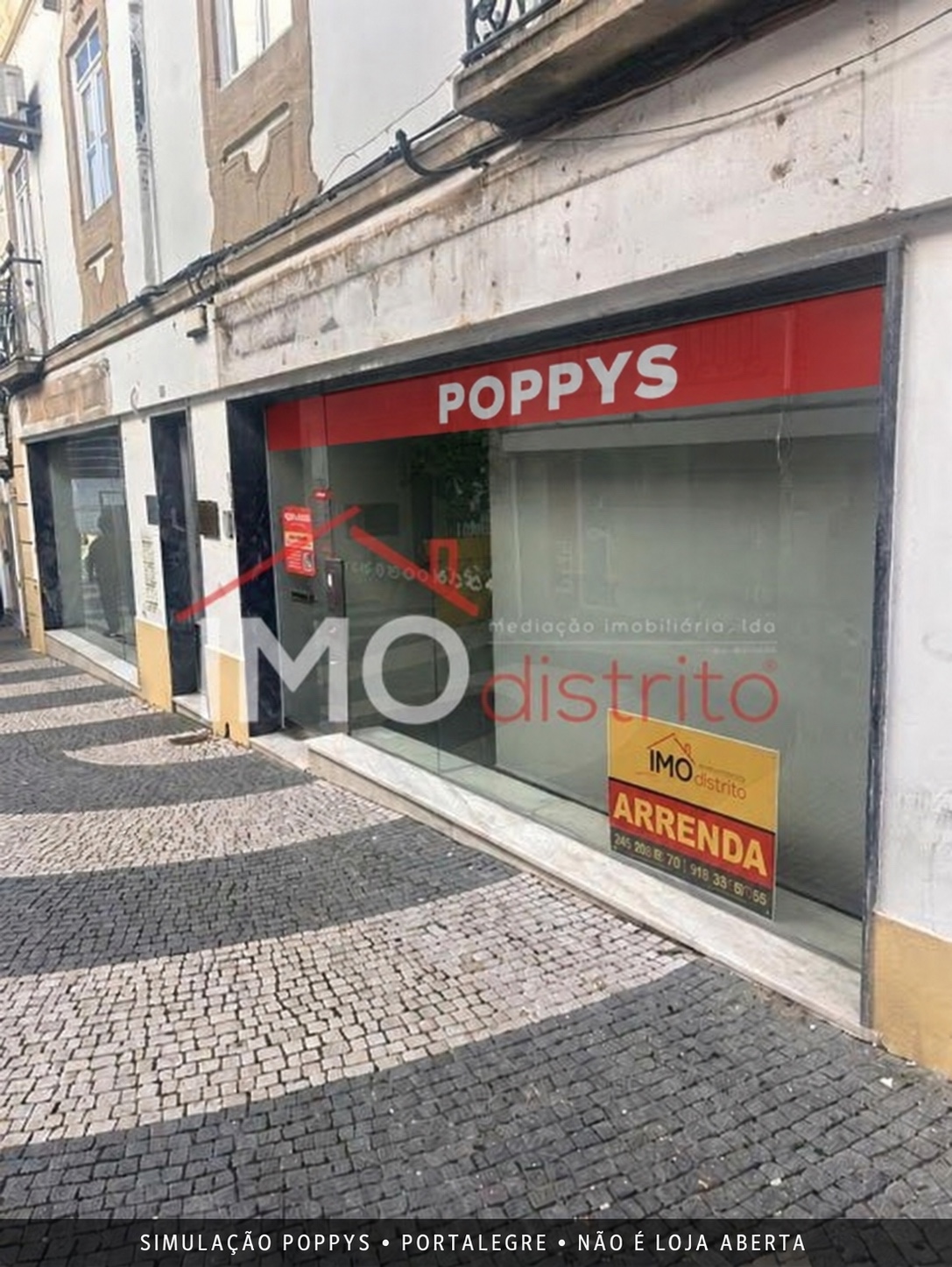 Simulação POPPYS para o imóvel IMOdistrito 12587 · Rua do Comércio, Portalegre; não representa loja construída