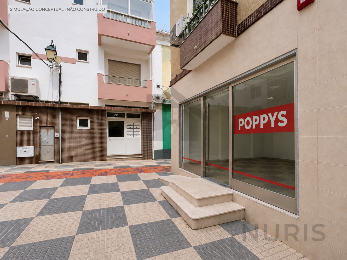 Estudo visual POPPYS para um imóvel em Portimão; ver legenda para o tipo de vista e os limites