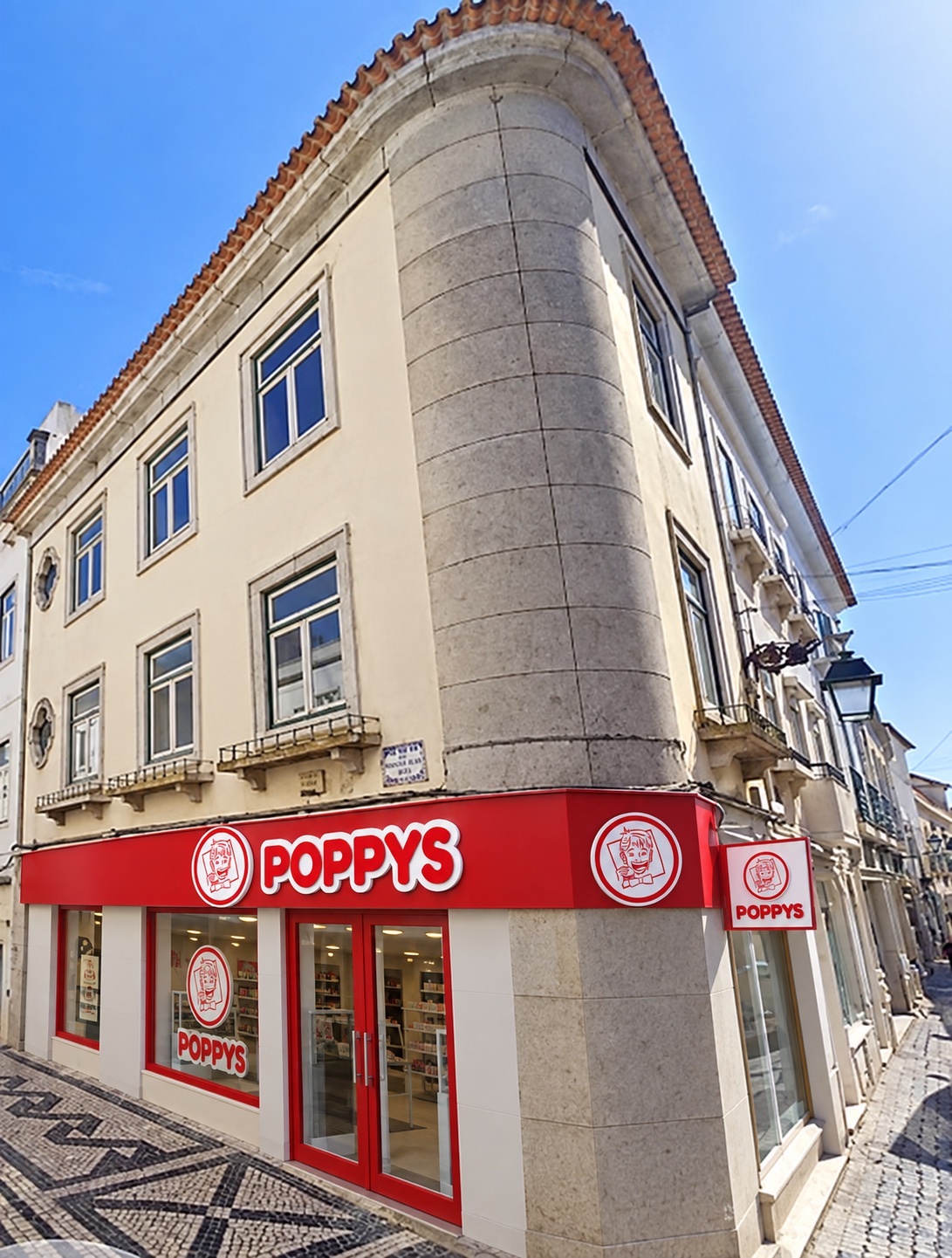 Simulação POPPYS para o imóvel Gaveto Guilherme de Azevedo / Capelo e Ivens, Santarém; não representa loja construída