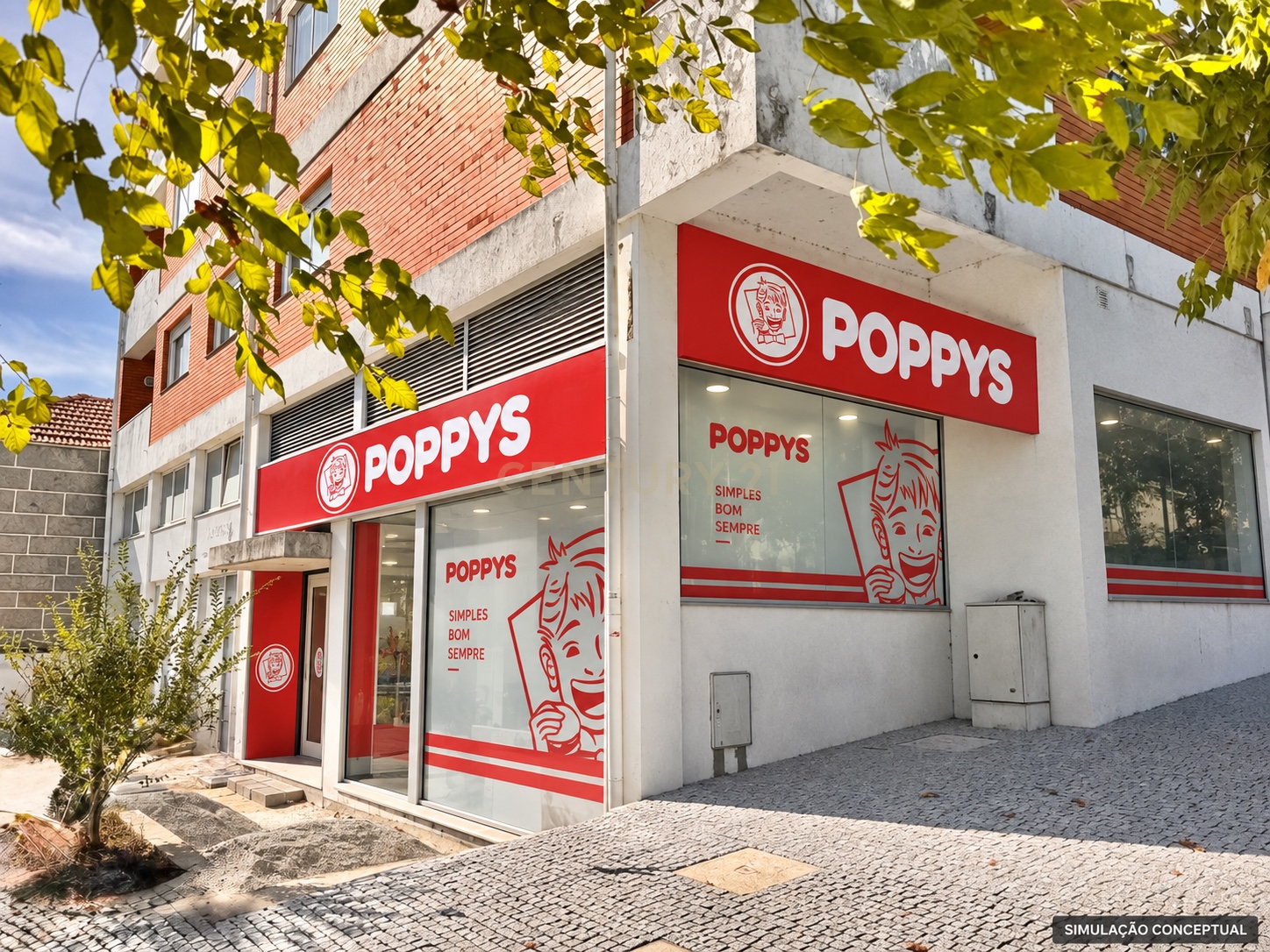 Simulação POPPYS para o imóvel Vila das Aves · loja de gaveto com duas frentes, Santo Tirso; não representa loja construída