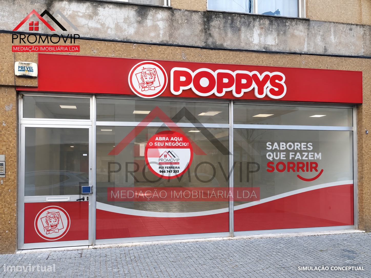 Estudo visual POPPYS para um imóvel em Santo Tirso; ver legenda para o tipo de vista e os limites