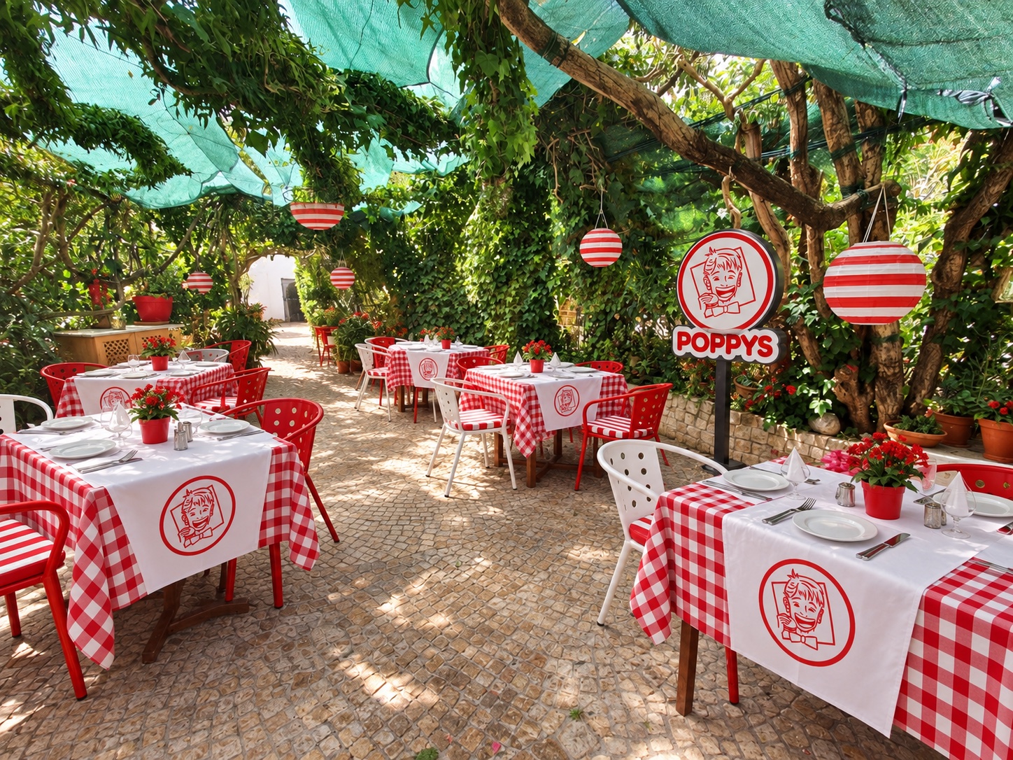 Simulação POPPYS para o imóvel Rua do Alto do Cano · restaurante com pátio, Tavira; não representa loja construída