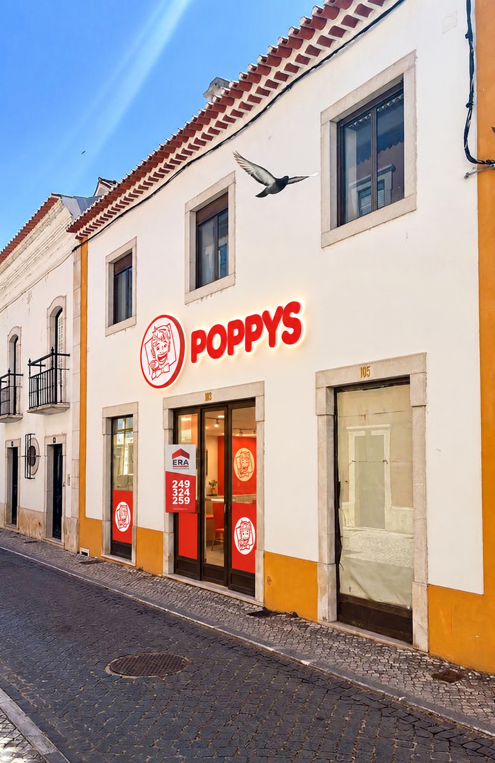 Simulação POPPYS para o imóvel Rua São João, 103 · centro histórico perto da Praça da República, Tomar; não representa loja construída