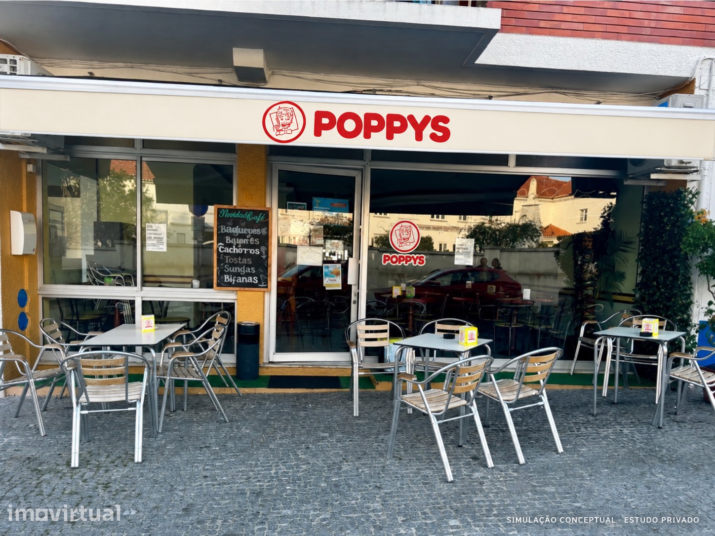Estudo visual POPPYS para um imóvel em Vila Nova de Milfontes; ver legenda para o tipo de vista e os limites