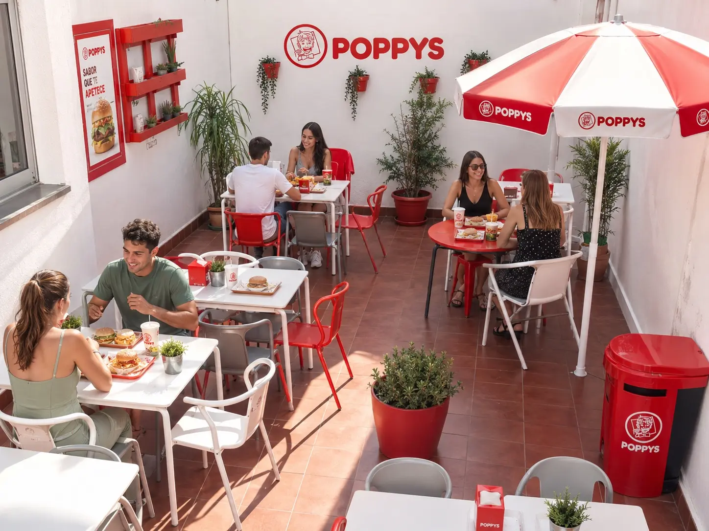 Clientes a comer na esplanada POPPYS